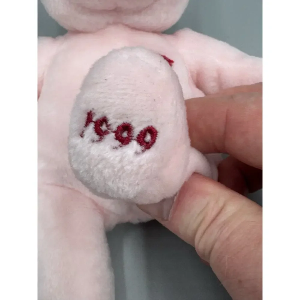 Vintage 1999 Mary Meyer Beanbag Pink Teddy Bear Small 7 Inch Heart On Chest